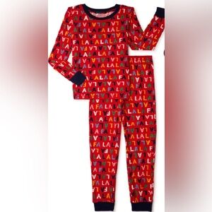 🆕 Derek Heart Christmas Fa La La Holiday Kids Unisex Pajamas 2-Piece Set Small